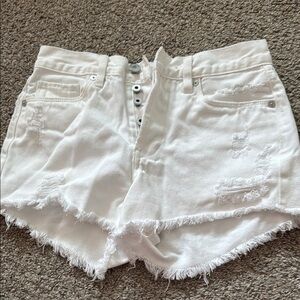 Blank NYC High Waist White Distressed Shorts